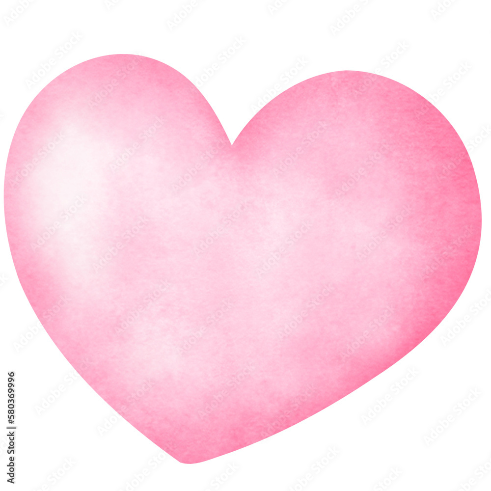 Watercolor pink heart illustration clipart.