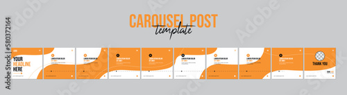 Instagram Carousel Template and Social Media Post Layout Design, Set of Business Microblog Carousel Post, Template EPS 10.