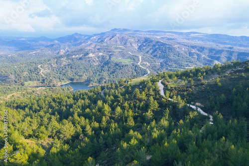 Water storage in Cyprus. Arminou dam in Paphos forest