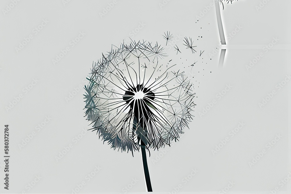 The simple illustration of dandelion fluff, generative ai contents by Midjourney