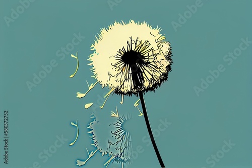 The simple illustration of dandelion fluff  generative ai contents by Midjourney