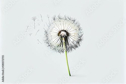 The simple illustration of dandelion fluff  generative ai contents by Midjourney