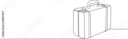 suitcase continuous line drawing, sketch isolated vector