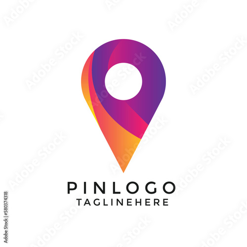 Abstract pin colorful logo vector concept. location shape  modern gradients