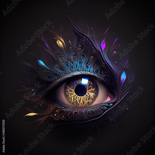 Abstract fractal butterfly eye angel music