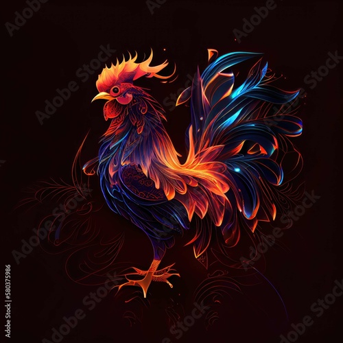 Fractal Rooster Peacock Bird © ARTiculate Designs