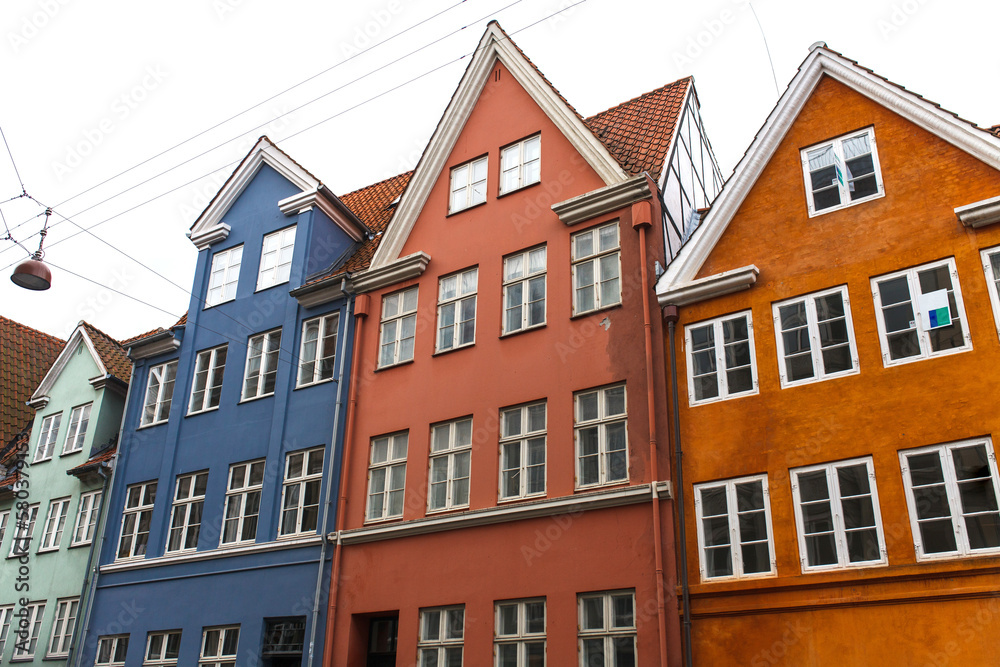 Old colorful houses in center of Copenhagen, Denmark