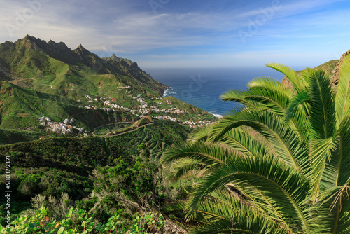 Panoramic view at the Azanos and Taganana from Mirador Risco Amogoje in Anaga Rural Park on Tenerife, Spain photo