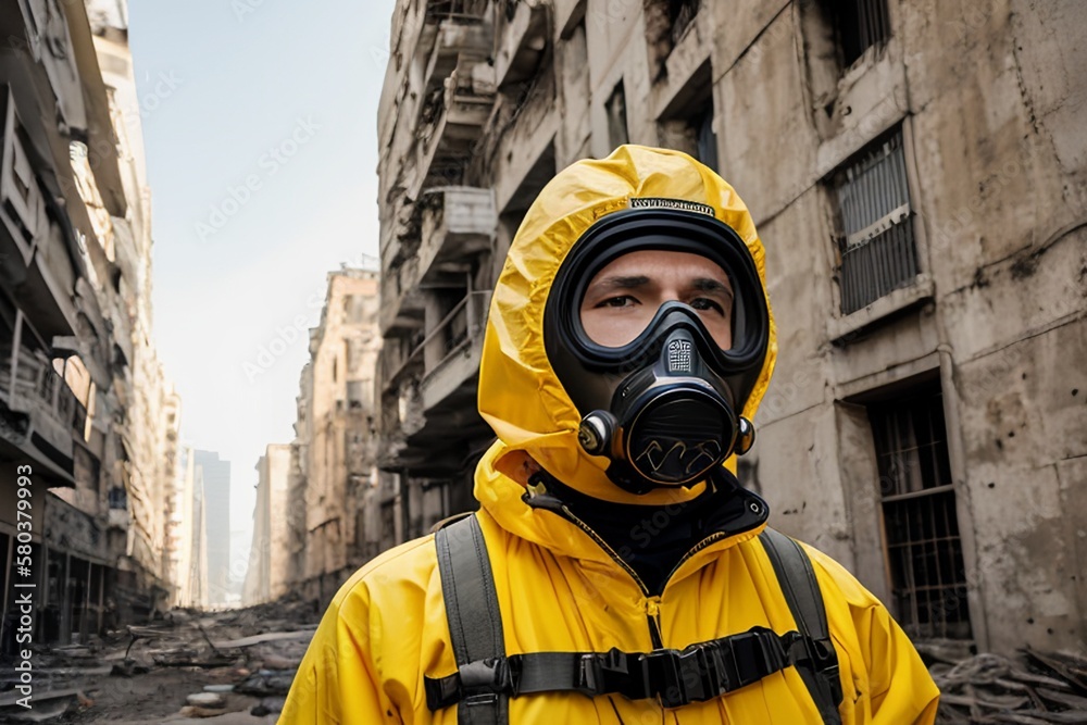 AI Surviving amidst Ruins: Capturing the Resilience of a Man in Radiation Suit post-Nuclear Attack AI Surviving amidst Ruins: Capturing the Resilience of a Man in Radiation Suit post-Nuclear Attack