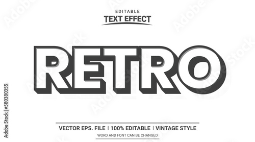 Black and white 3d retro editable text effect