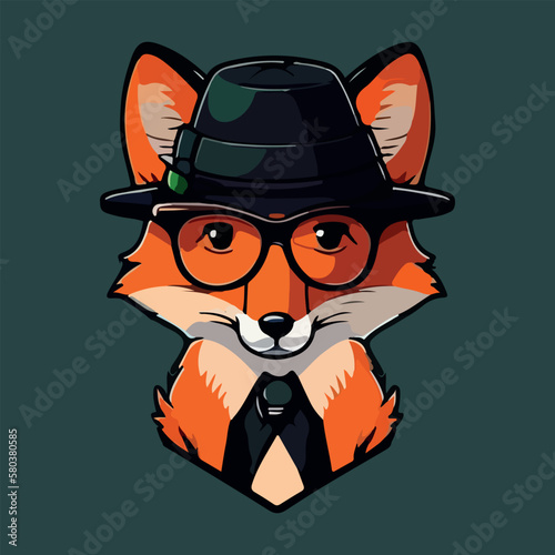 Cute fox cartoon style flat vector illustration with isolated background