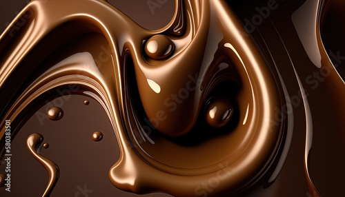 Liquid chocolate background by generative AI