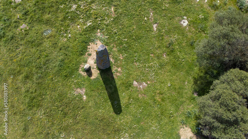 aerial view of the necropolis of Is Forrus and menhirs of Monte Corru Tundu, Villa Sant'Antonio in central Sardinia
 photo