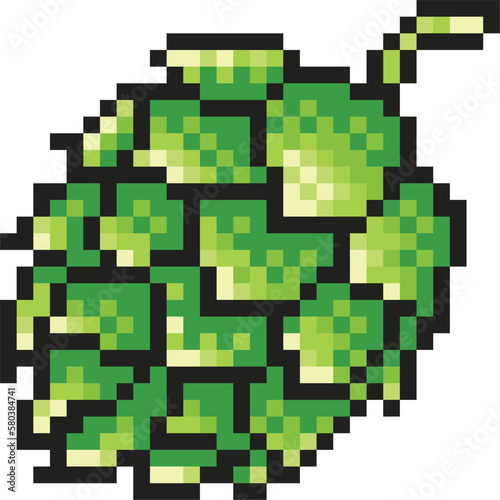Green Hops plant pixel art with transparent background