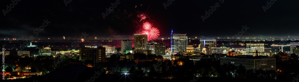 Fireworks launched over the Boise skyline as a part of a 4th of July celebration