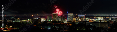 Fireworks launched over the Boise skyline as a part of a 4th of July celebration
