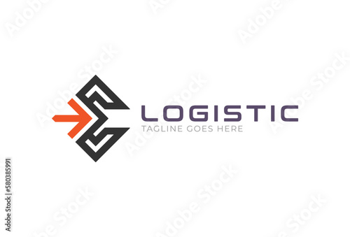 Abstract Initial E Logistic Logo, letter E and arrow combination, Usable for Business and company Logos, Flat Vector Logo Design Template, vector illustration	
