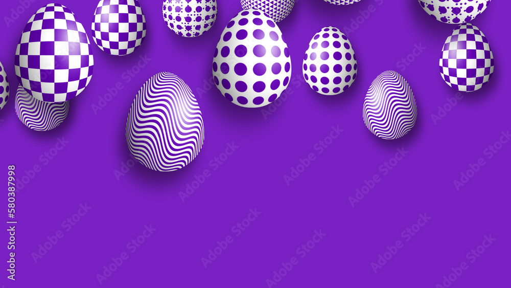 falling down decorated Easter eggs theme illustration with copy space