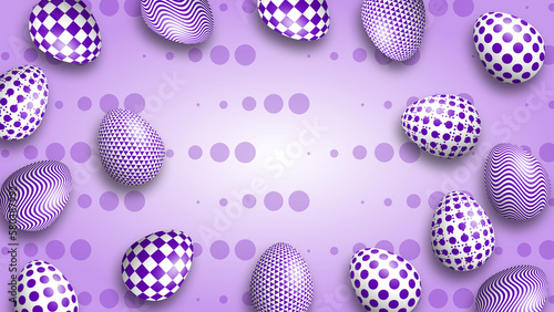 text space circles for Easter greetings making with beautiful decorated Easter eggs