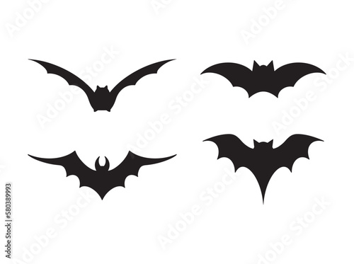 Bats set. Vector filled icons for creating tattoos and stickers.