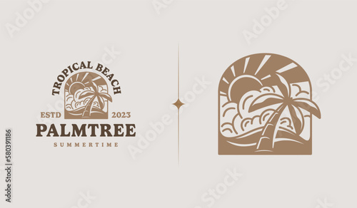 Palm Tree Summer Tropical Logo. Universal creative premium symbol. Vector sign icon logo template. Vector illustration