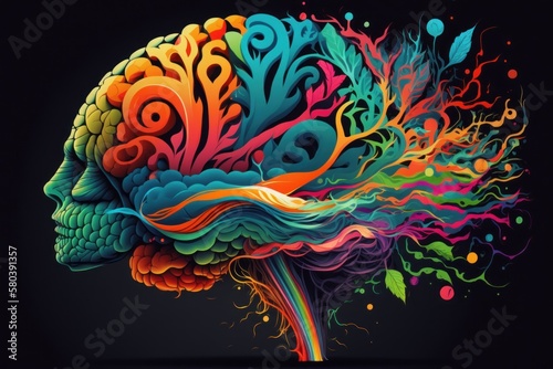 Creativity - Abstract and Vibrant Brain Illustration