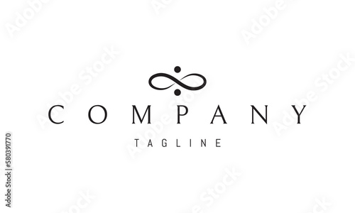 Vector logo on which an abstract image of an infinity sign with two dots implying a constant balance.