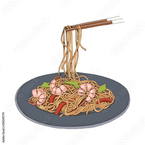 Mie goreng indonesian fried noodles with sea food