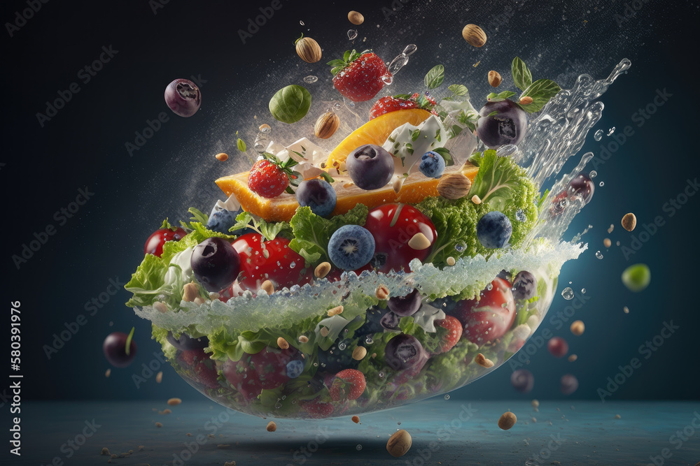 summer salad created with Generative AI technology summer salad created with Generative AI technology