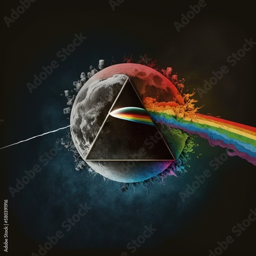 Alternative cover for pink floyd, dark side of the moon album. Generative AI