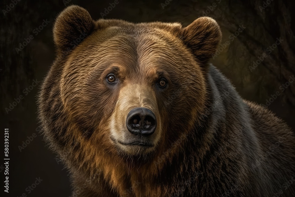 A Brown Bear's Portrait. Generative AI A Brown Bear's Portrait. Generative AI