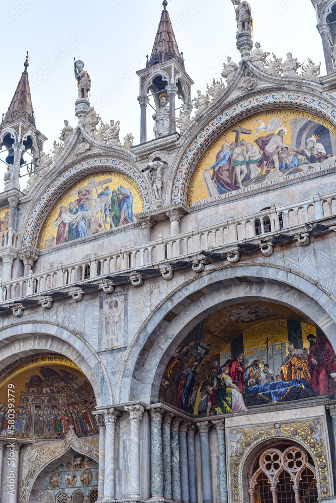 Venice, Italy - 14 Nov, 2022: Gilded domes of the Basilica di San Marco