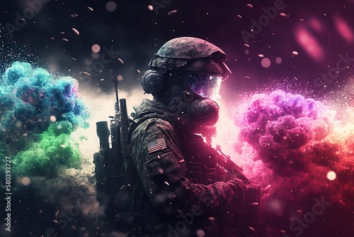 soldier fighting on a warr of glitter