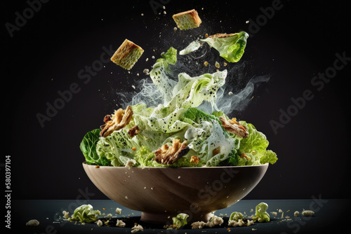 caesar salat created with Generative AI technology photo