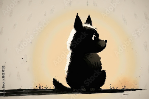 Cute Cartoon Dog Background - Cute Cartoon Backdrops Animals Series - Dog Wallpaper created with Generative AI technology