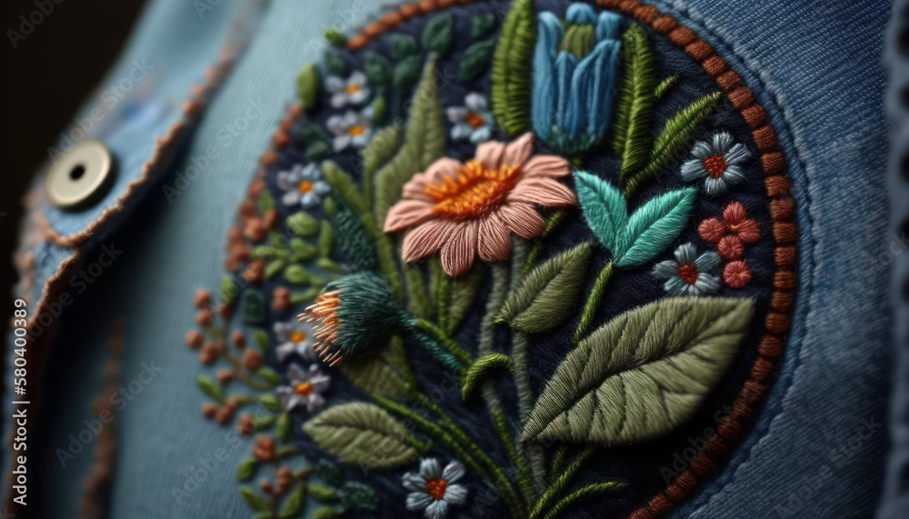 flowers bloom blossom colourful embroidery Generative AI, Generativ, KI flowers bloom blossom colourful embroidery Generative AI, Generativ, KI