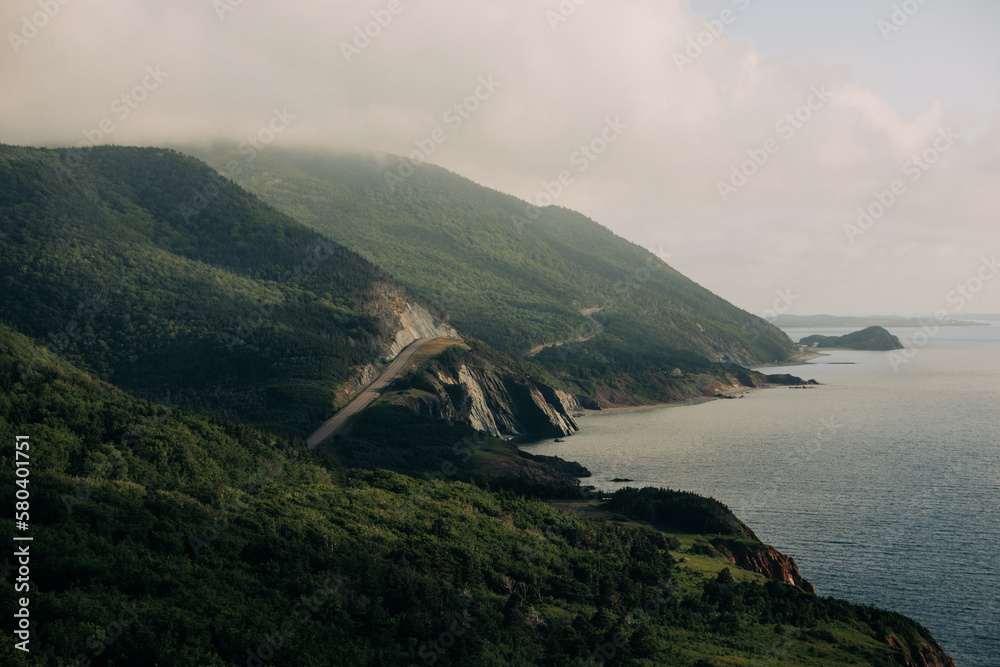 landscape with fog cape breton highlands