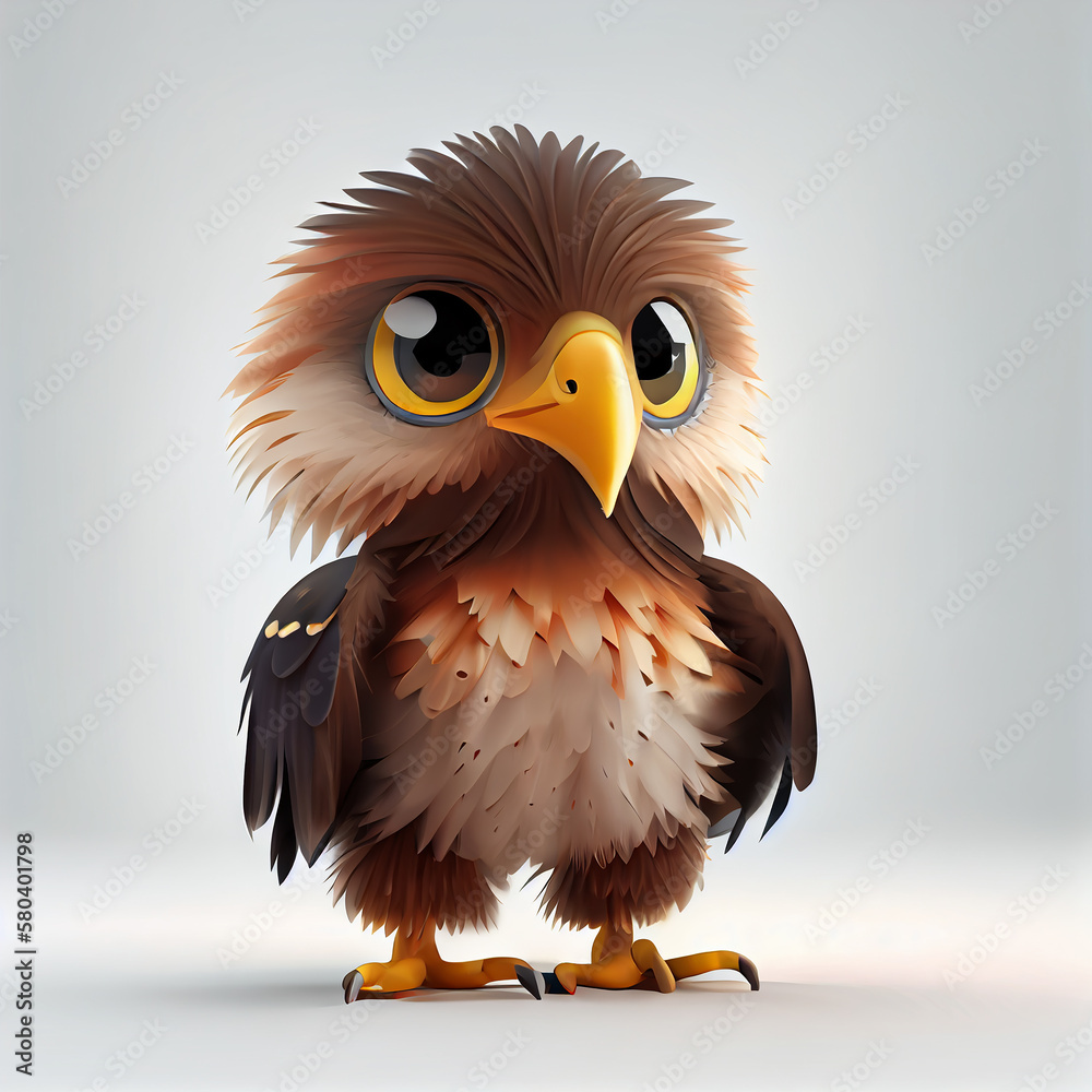 Adorable baby Eagle Character isolated on white background. Generative AI Adorable baby Eagle Character isolated on white background. Generative AI