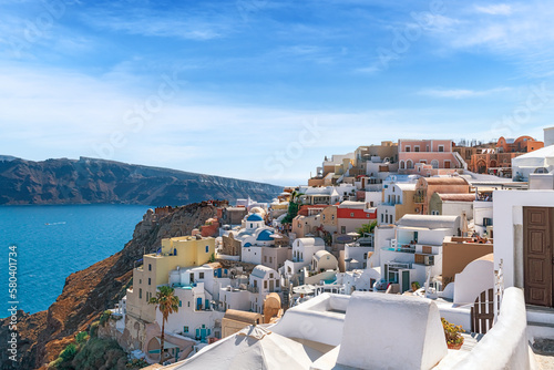 View of the city of Oia on the island of Santorini. Greece.