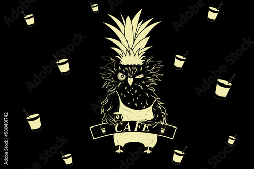 Coffee shop  logo template. Design template for restaurant or cafe menu. Coffee emblem vector illustration