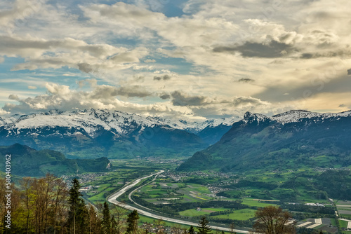 Alpine city valley