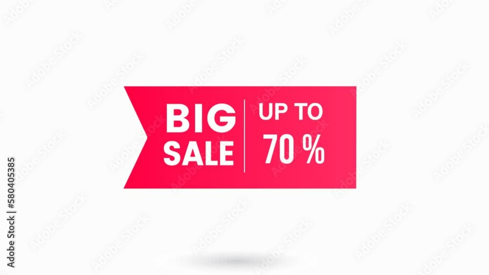 Red sale label animation, Big sale 70% off animation