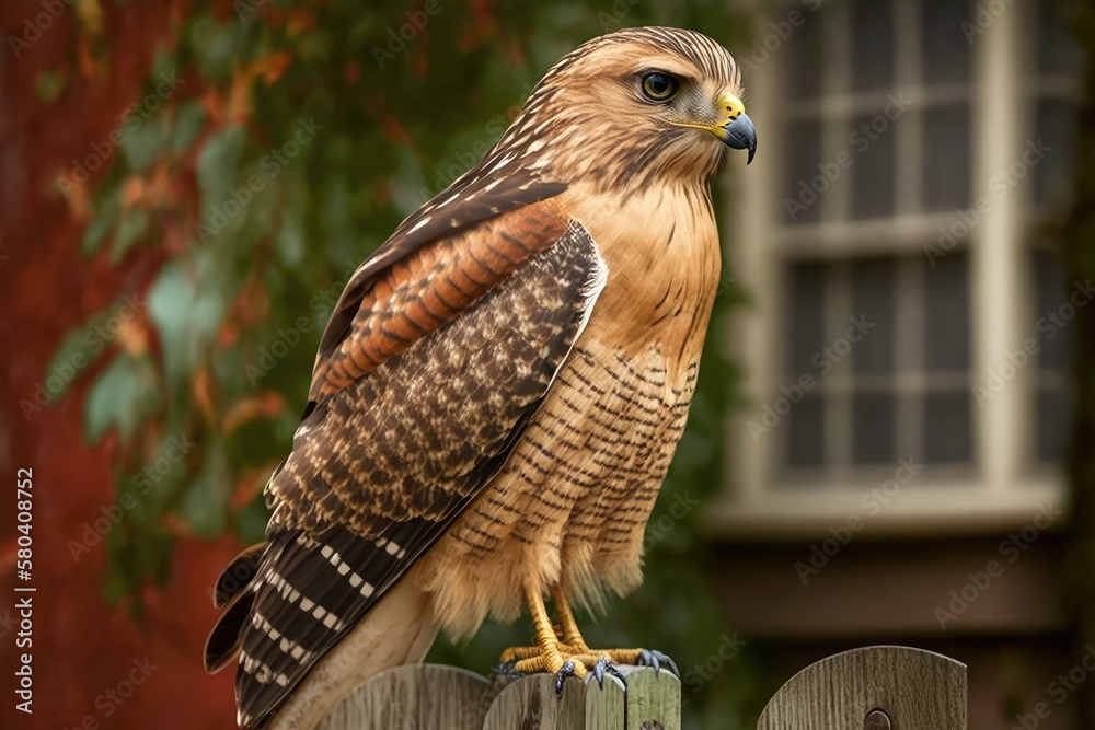 This picture shows what a RED SHOULDERED HAWK, one of the most common