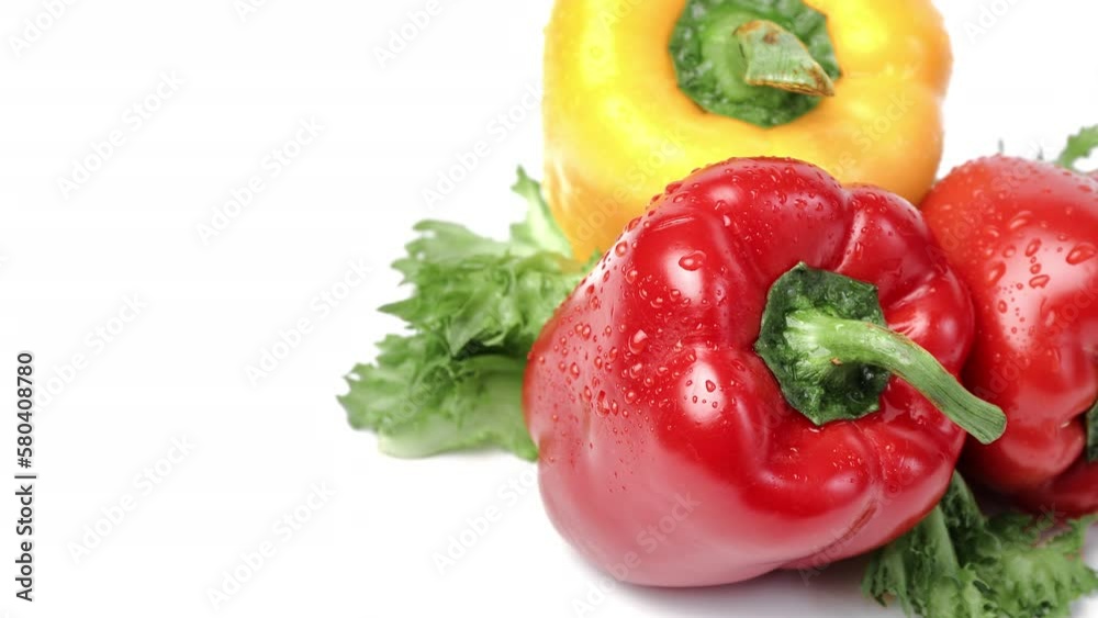 Bell pepper lettuce vitamin vegetable healthy food grocery market rotation isolated white copy space Bell pepper lettuce vitamin vegetable healthy food grocery market rotation isolated white copy space