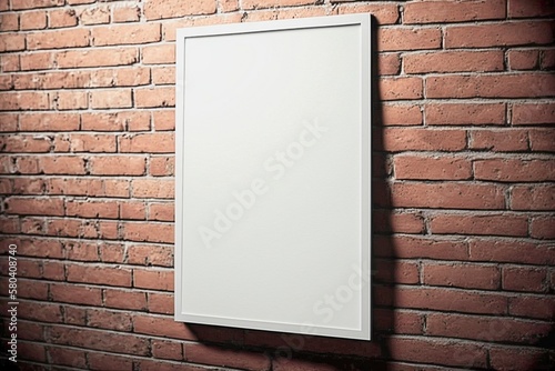 Blank Poster on Textured Brick Wall Background - AI Generated