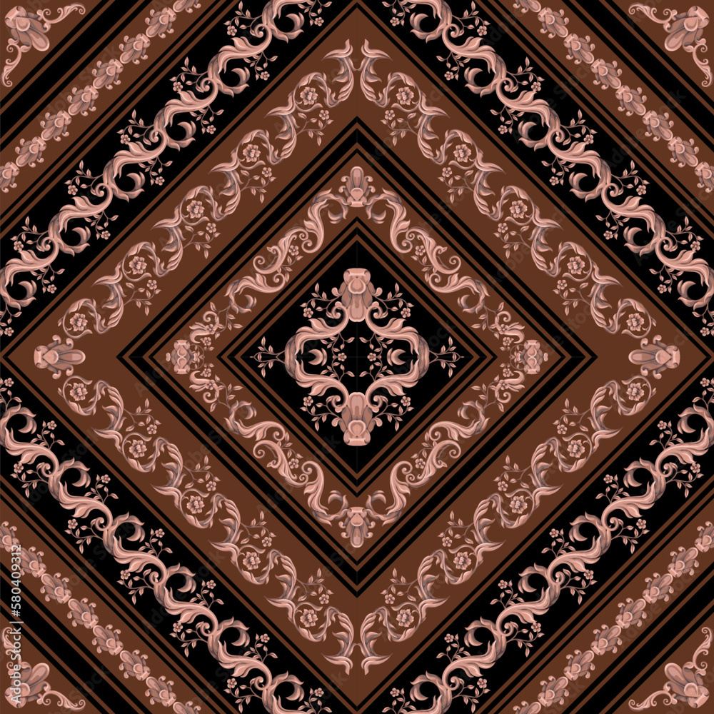 Seamless pattern with baroque elements. Vector.