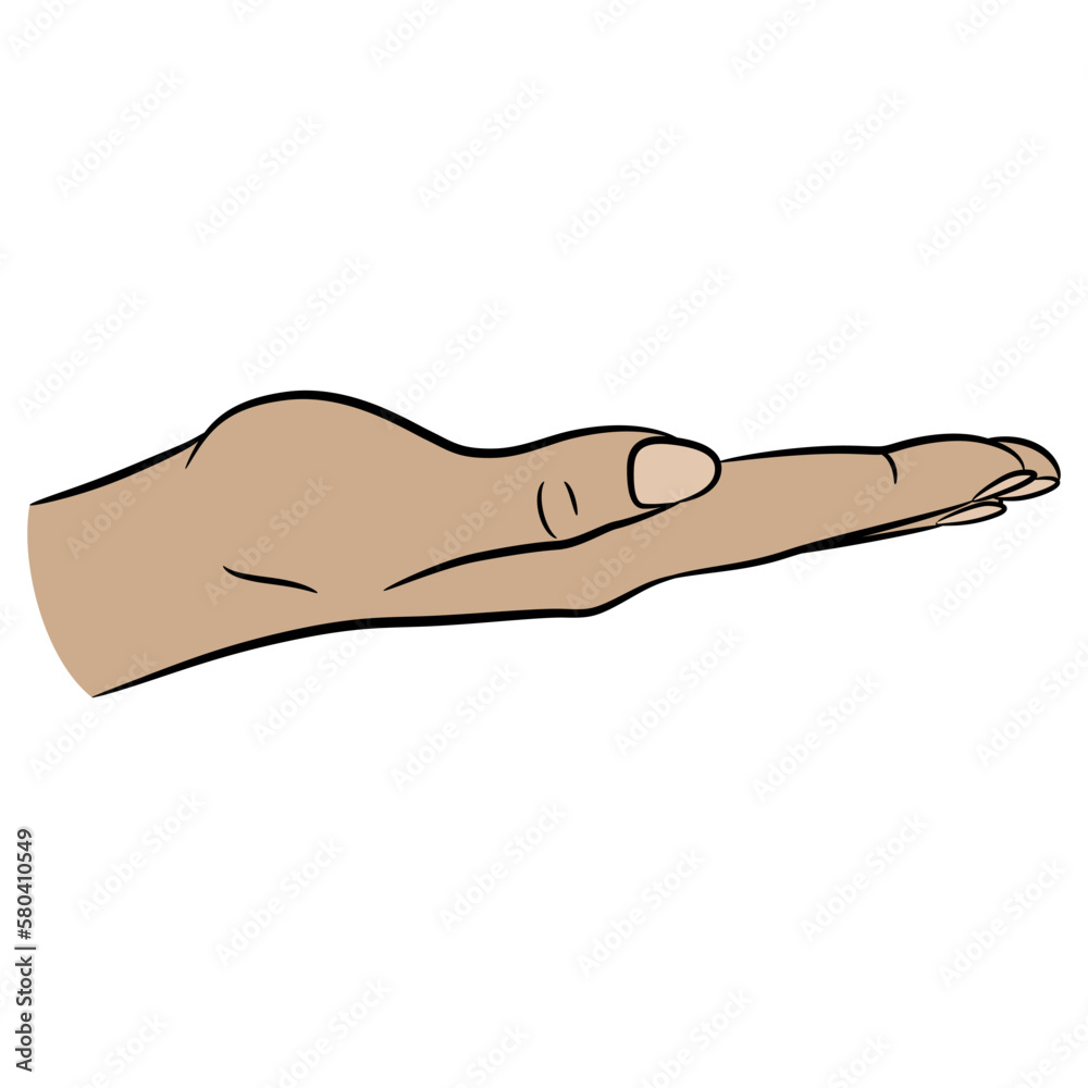 Human hand in supporting gesture. Flat palm. Cartoon style. Isolated vector illustration. Human hand in supporting gesture. Flat palm. Cartoon style. Isolated vector illustration.