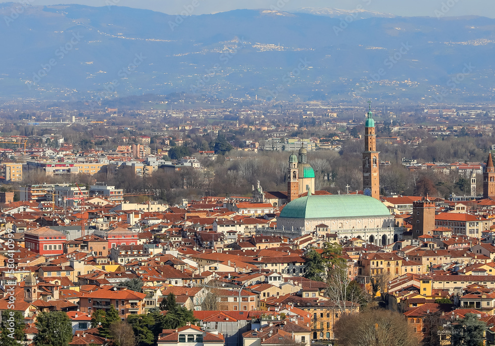 Panorama of Vicenza City in Italy Europe and Landmark called Basilica Palladina
