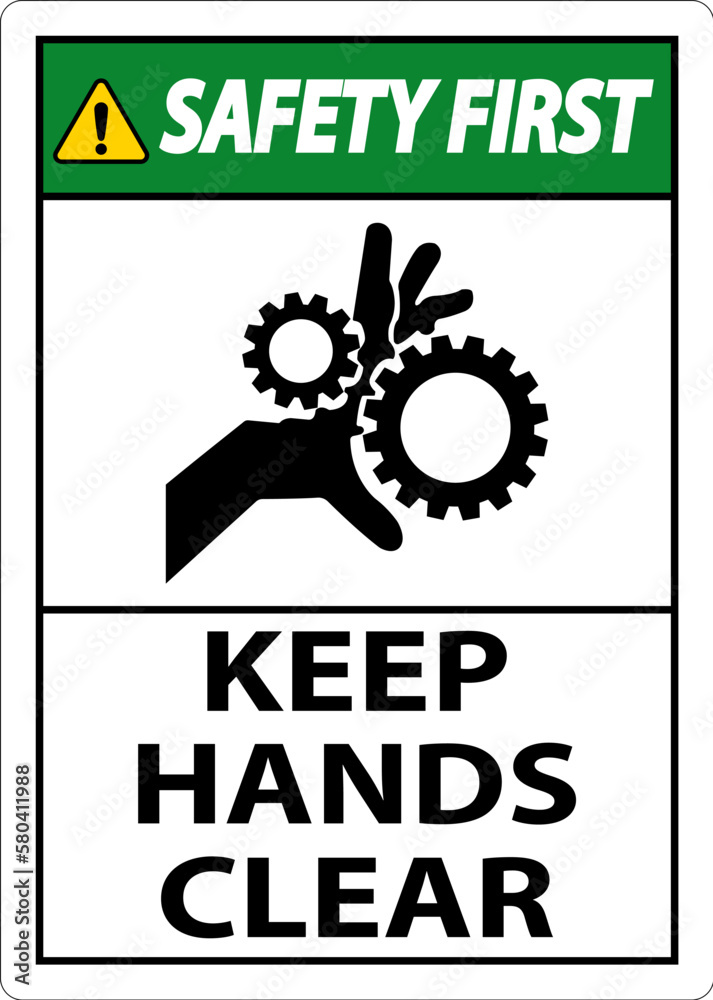 Safety First Keep Hands Clear On White Background Safety First Keep Hands Clear On White Background
