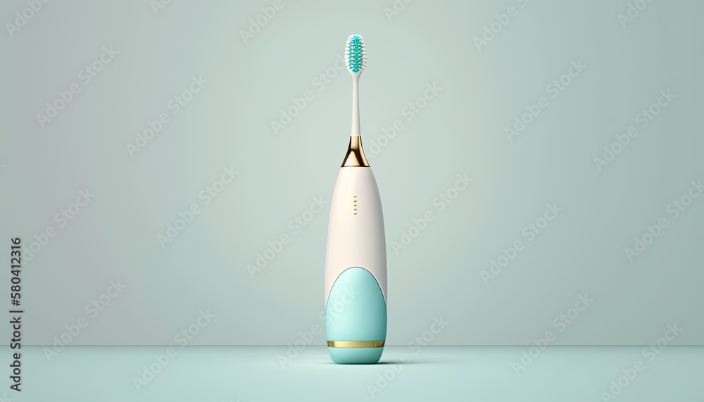 A white and blue electric toothbrush sits on a white background, lit by soft yellow light. The mood is refreshing and rejuvenating, with a hint of luxury and indulgence. white background generative ai A white and blue electric toothbrush sits on a white background, lit by soft yellow light. The mood is refreshing and rejuvenating, with a hint of luxury and indulgence. white background generative ai